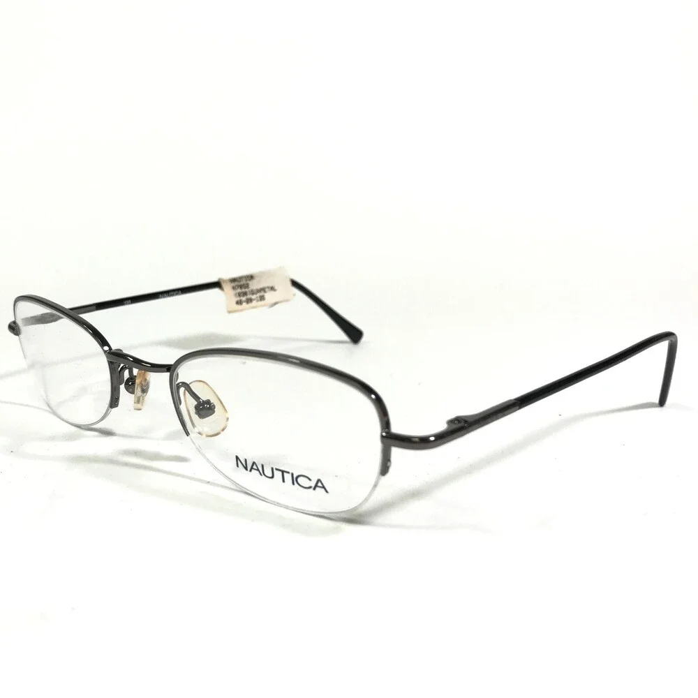 Nautica Eyeglasses Frames N7052 030 Black Gray Round Half Rim 46-20-135